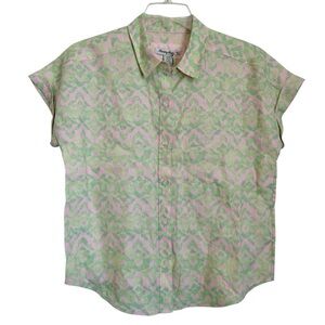 TOMMY BAHAMA Linen Short Sleeve Top in Pink and Light Green